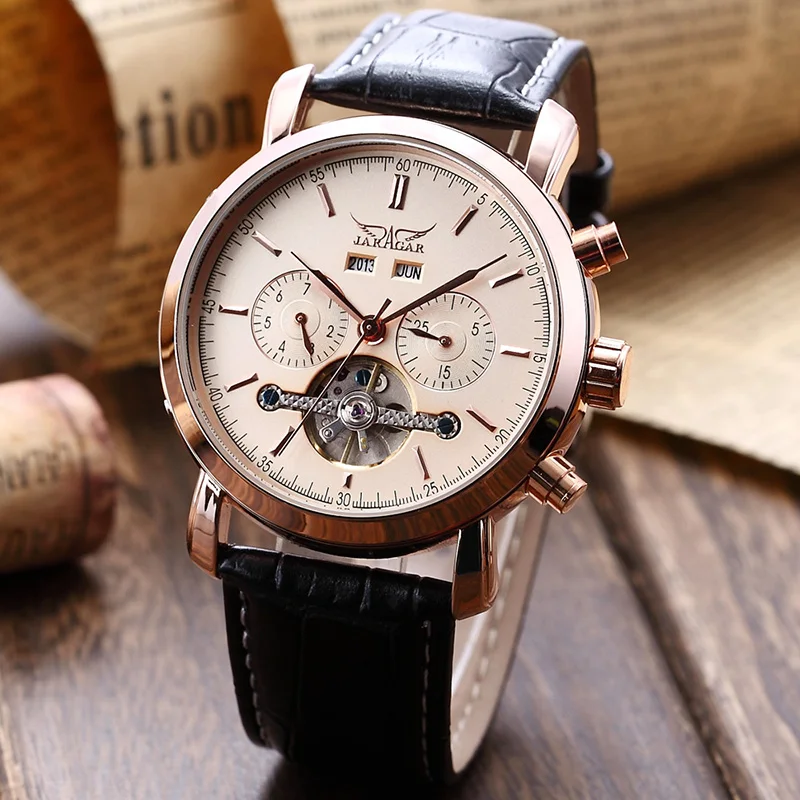 JARAGAR Мужские наручные часы Tourbillon Мужские механические часы Дата Календарь Неделя Месяц многофункциональные наручные часы erkek kol saati