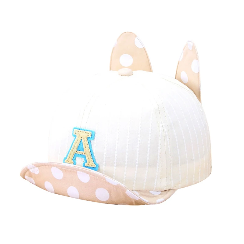 Rabbit Dot Baby Caps With Ears Cute Letter Baseball Boys Girls Sun Striped Fashion Toddler Hat Clothing | Детская одежда и обувь