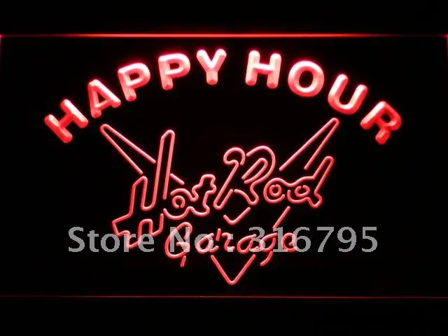 

644 Hot Rod Garage Happy Hour Bar LED Neon Light Signs with On/Off Switch 20+ Colors 5 Sizes to choose
