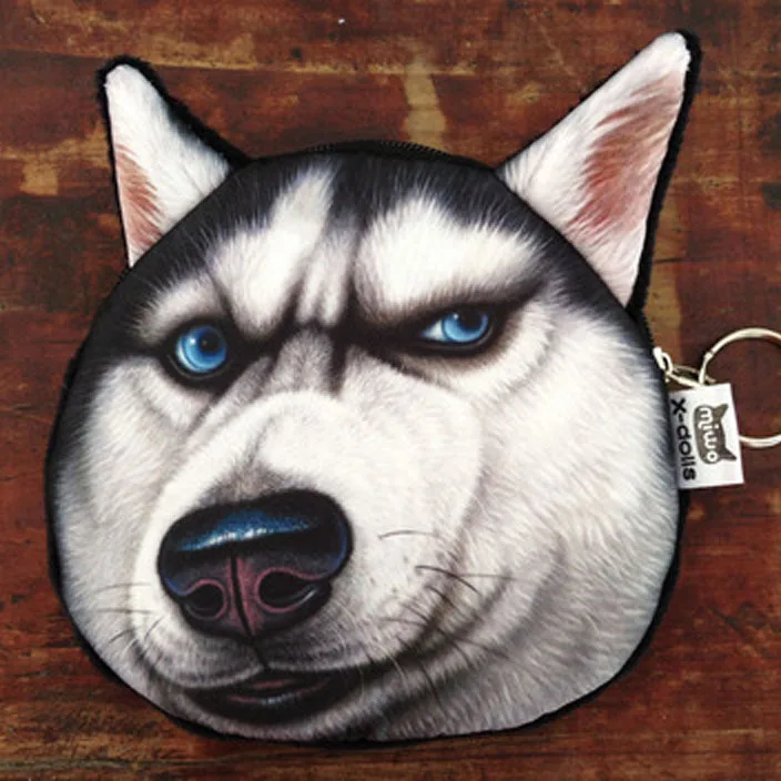 Сумка для монет Сибирский хаски брелок ключей кошелек собак кошек Детские