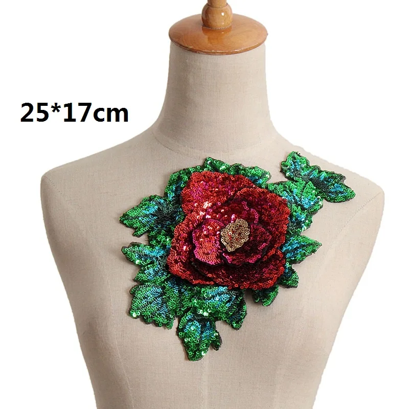 2 шт. оптовая цена большой размер красивые красные блестки цветочные нашивки