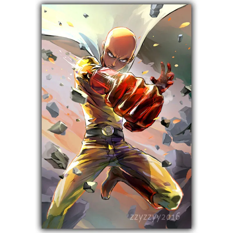 ONE PUNCH MAN Saitama художественный Шелковый плакат печать 2 Размера Японского Аниме