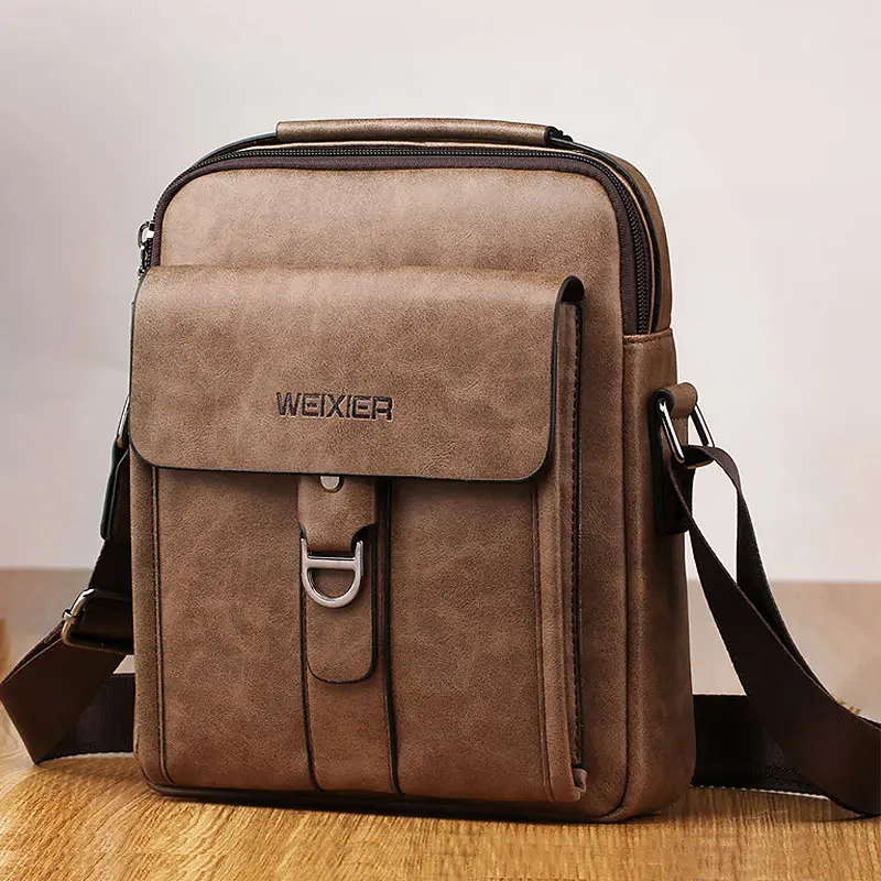 8606 khaki Новая модная маленькая сумка, мужские сумки через плечо, высокое качество, искусственная кожа, повседневная сумка-мессенджер, мужские сумки, мужская деловая сумка-тоут - Цвет: 8606 khaki