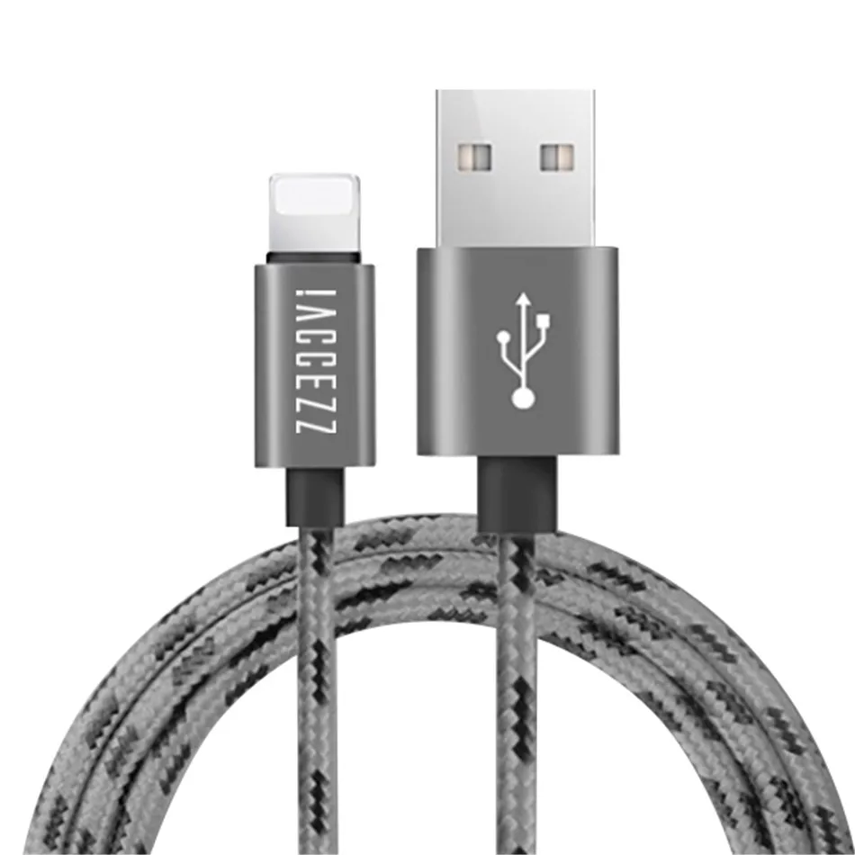 ACCEZZ для Apple, USB кабель для передачи данных для iPhone XS MAX, XR, X, 7, 6, 8, 6 S, 5, 5S, Plus, 8 Pin, кабели для зарядки мобильных телефонов, нейлоновый шнур для зарядки
