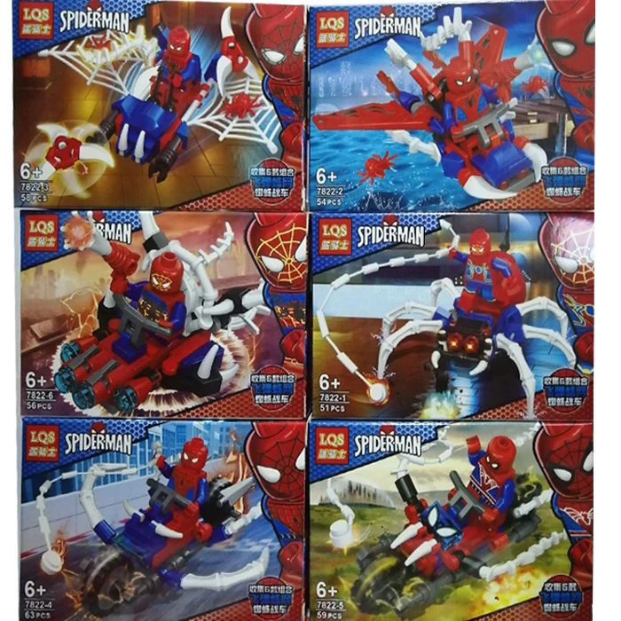 Новый Marvel супер 6 в 1 Герои Человек-паук мех строительные блоки игрушки для детей