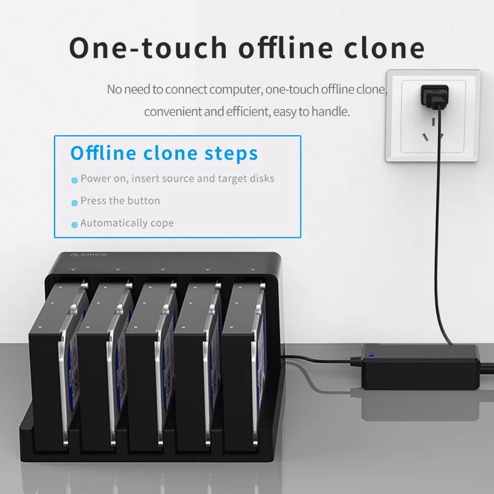 ORICO 2,5/3,5 дюйма SATA жесткий диск Корпус SSD чехол HDD док-станция с функцией клон Макс 50 ТБ с 12V адаптер питания