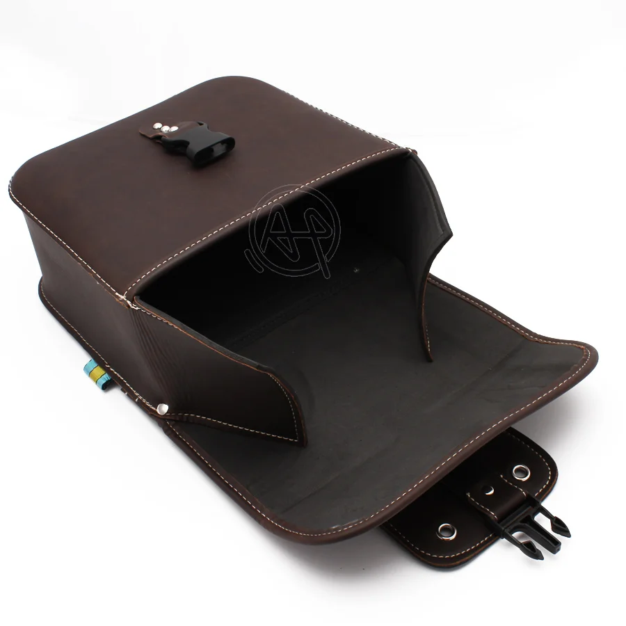 Ретро коричневая искусственная кожа мотоцикл седельная сумка багаж левая +