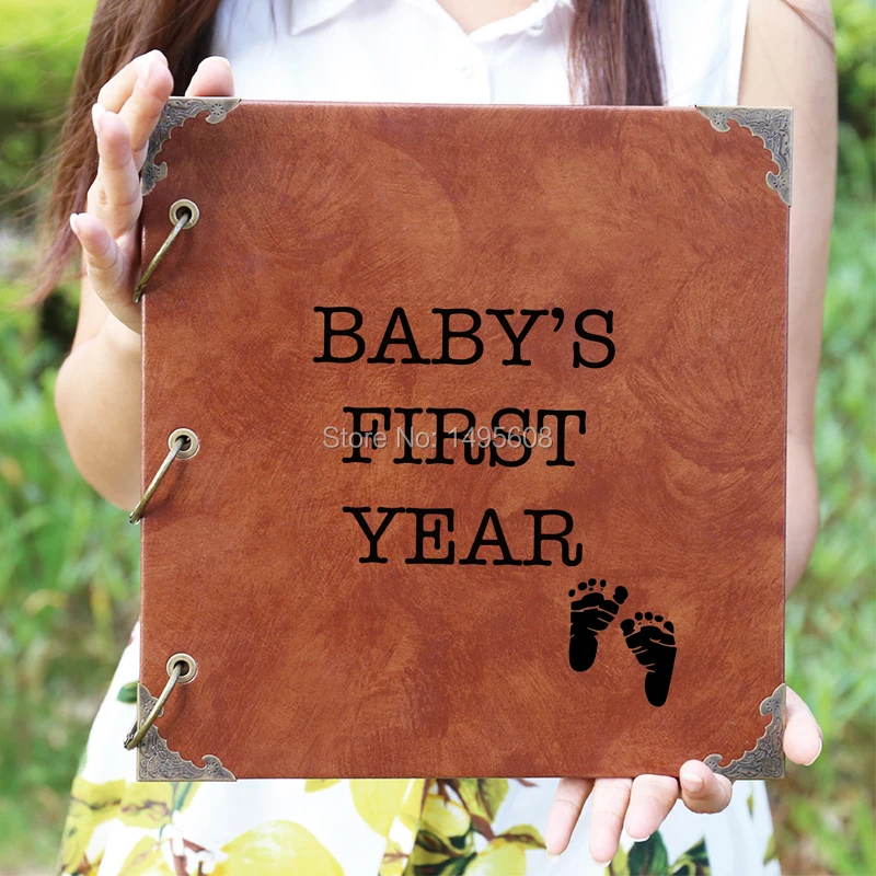 Фотоальбом Baby Shower& Newborn Gift/кожаный фотоальбом на заказ/фотоальбом для детских ног/альбом для скрапбукинга/Baby Showe