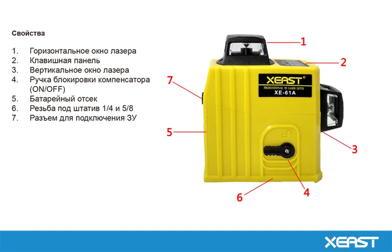 XEAST XE-61A лазерный уровень 12 линий 360 самонивелирующийся перекрестный 3D лазерный уровень красный луч с 40 м лазерный дальномер