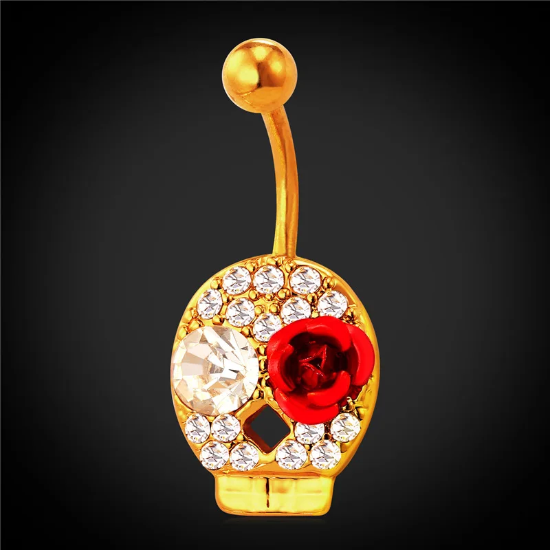 

Luxury Body Jewelry Rhinestone Crystal Belly Button Ring For Women Gold Color Flower Navel Piercing Nombril DB1979