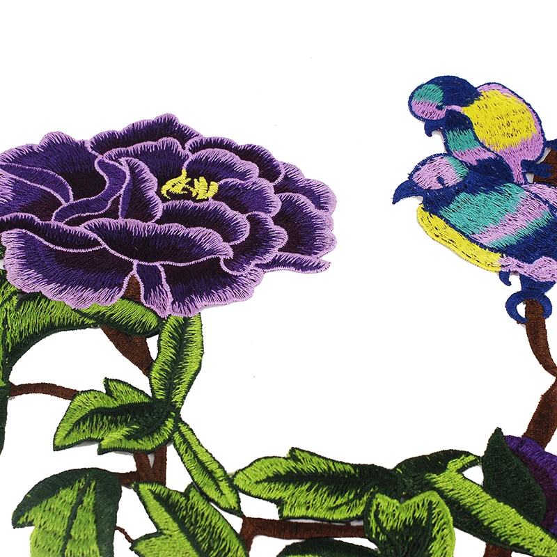 10 шт. кружевная ткань фиолетового зеленого цвета с изображением птицы и дерева