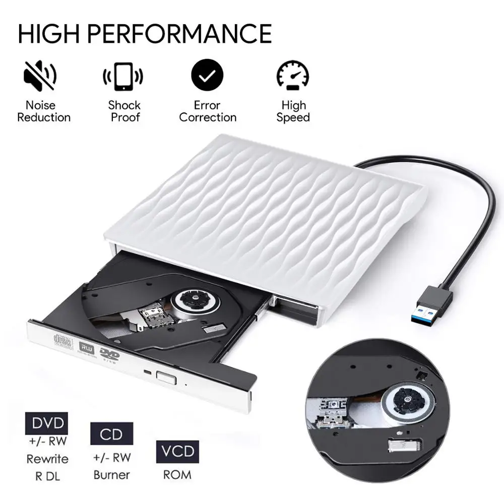 YiYaYo USB 3 0 DVD привод Оптический Внешний RW ГОРЕЛКА CD ROM плеер для ноутбука hp Компьютер