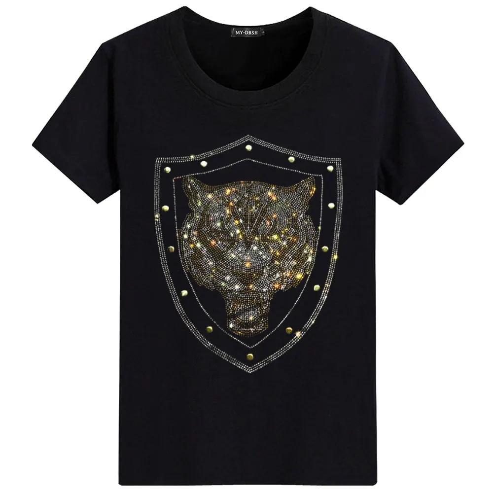Big size 5XL Mask Unique Man Shinning Diamond Stone T-shirt Short Sleeve high quality Peking Opera Rhinestone Print men t shirts - Цвет: T007-O-Black