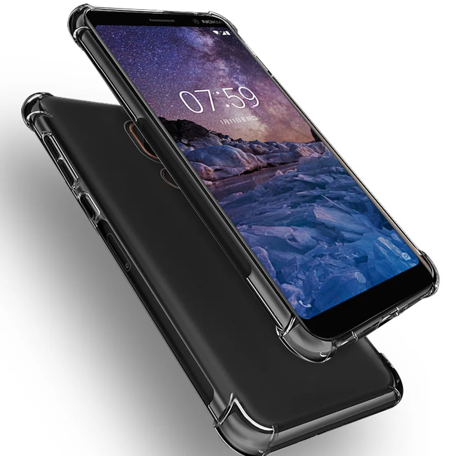 Для Nokia 7 Plus чехол антидетонационный силиконовый Премиум ТПУ мягкий для телефона