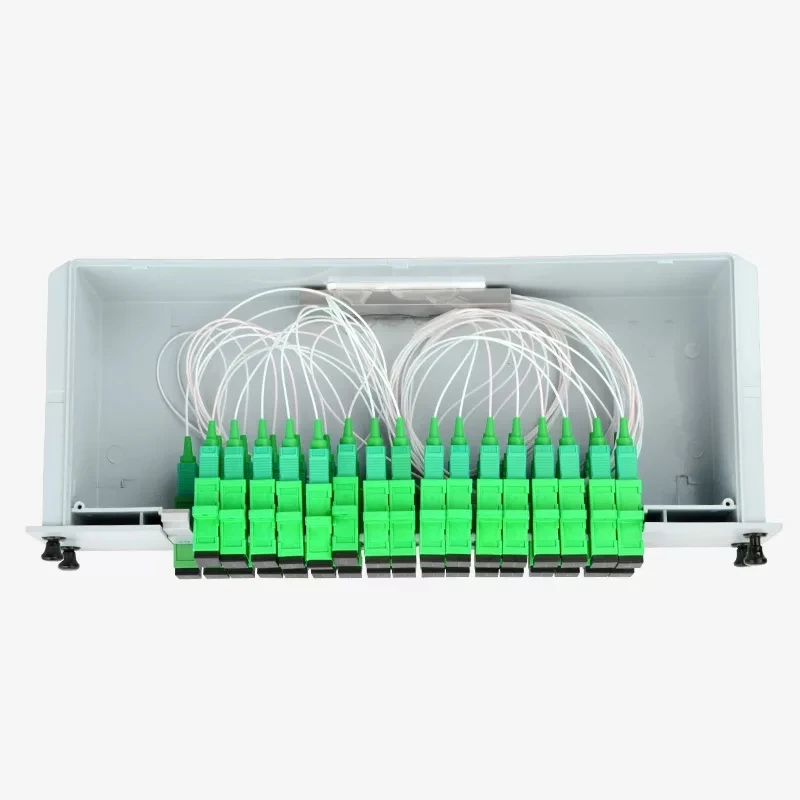 1pcs 1x32 LGX box fiber Splitter 2 Layer GEPON FTTH SM SC/APC PLC Splitter Cassette Telecom GPON 1*32 coupler ABS box ELINK