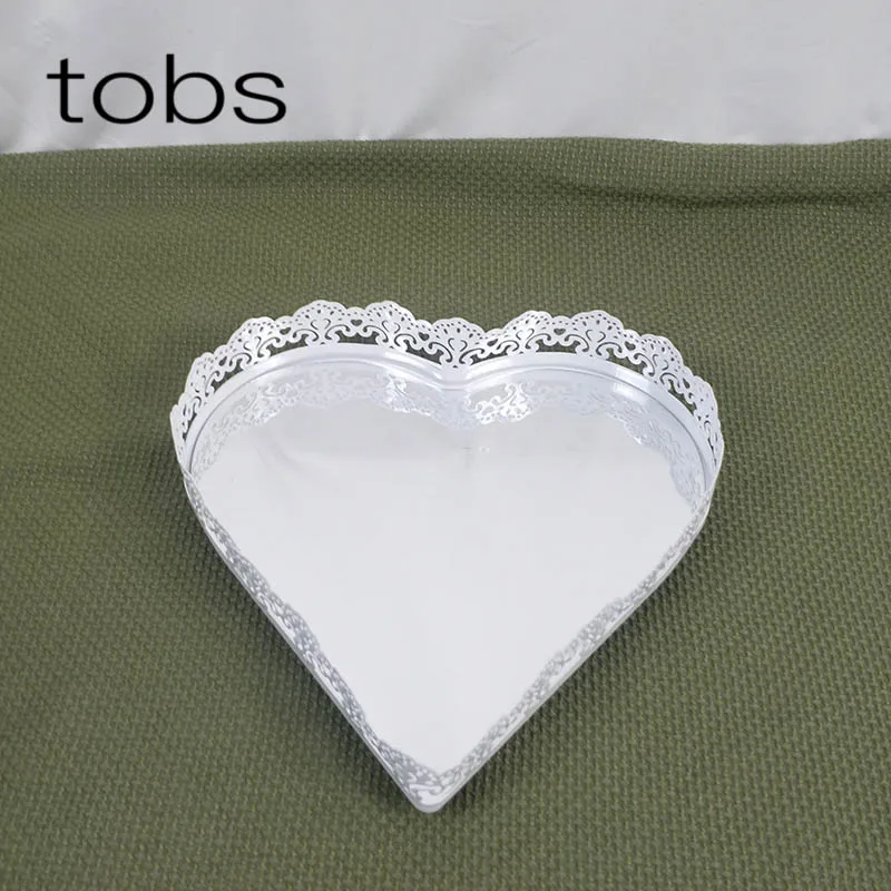 heart tray Белый Кружевной Край День Рождения украшения кристалл набор Поп 3 уровня металлический держатель для кекса стойка для торта - Цвет: heart tray