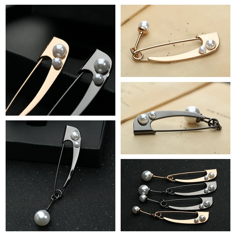 DoreenBeads 10x2 см безопасная Брошь для женщин модные Металлические Булавки с имитацией жемчуга для свитер, пальто, кардиган, шарф, шаль 1 шт