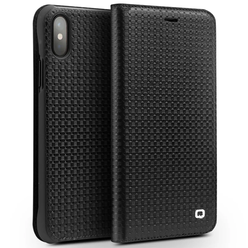 

QIALINO Fashion Genuine Leather Case for iPhone X Handmade Flip Bag Cover for iPhone X Luxury Ultra Slim Flip Case for 5.8 inch
