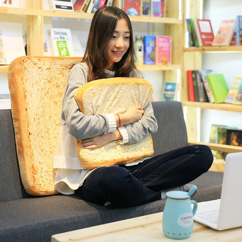 Hot 40*40CM Creative Toasted Bread Pillow Plush Toys Soft White Cushion Kids Birthday Gift Home Bakery Shop Decoration | Игрушки и хобби