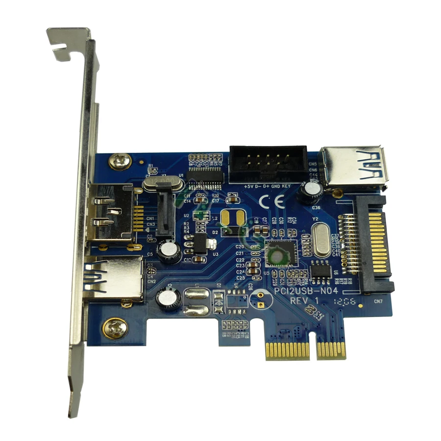 ARUENTEX 2x USB3.0 Мощность eSATA PCIe карты 9pin USB PCI e адаптер конвертер с SATA разъем PCIN0304|card