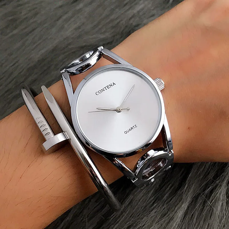 Женские наручные часы Contena уникальный дизайн нержавеющая сталь стразы браслет 2019