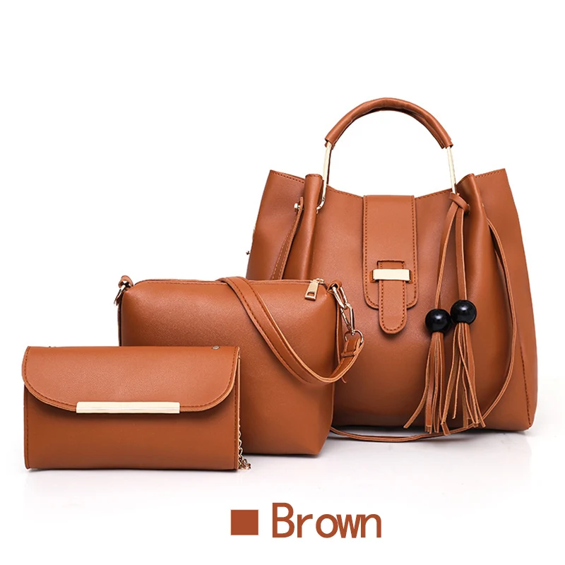 Вместительная простая сумка мессенджер и модная на одно плечо комплект из трех