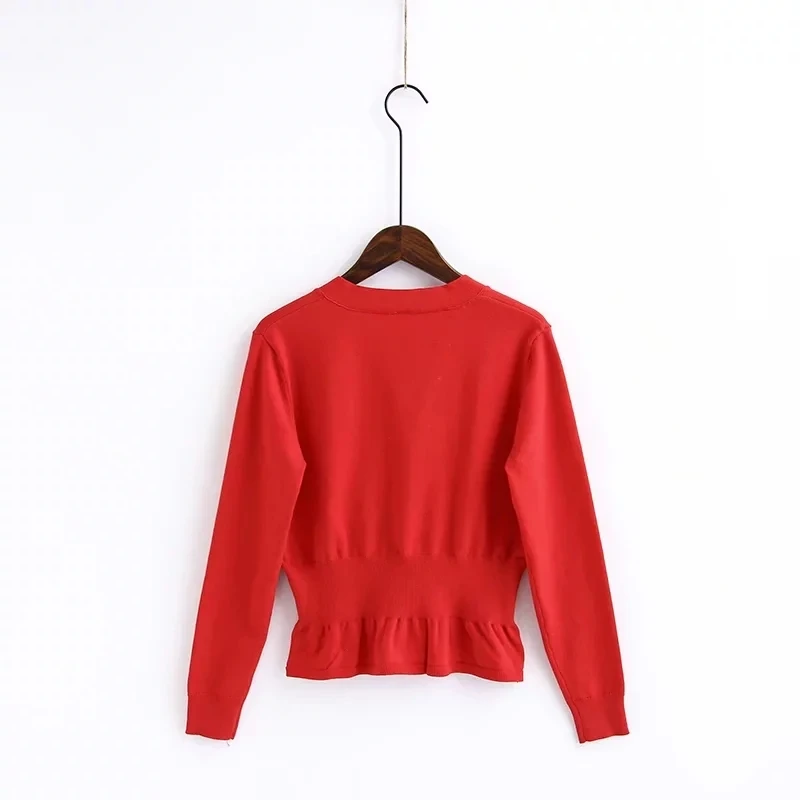 Женские трикотажные кардиганы с V образным вырезом и оборками|knitted cardigan|cardigan