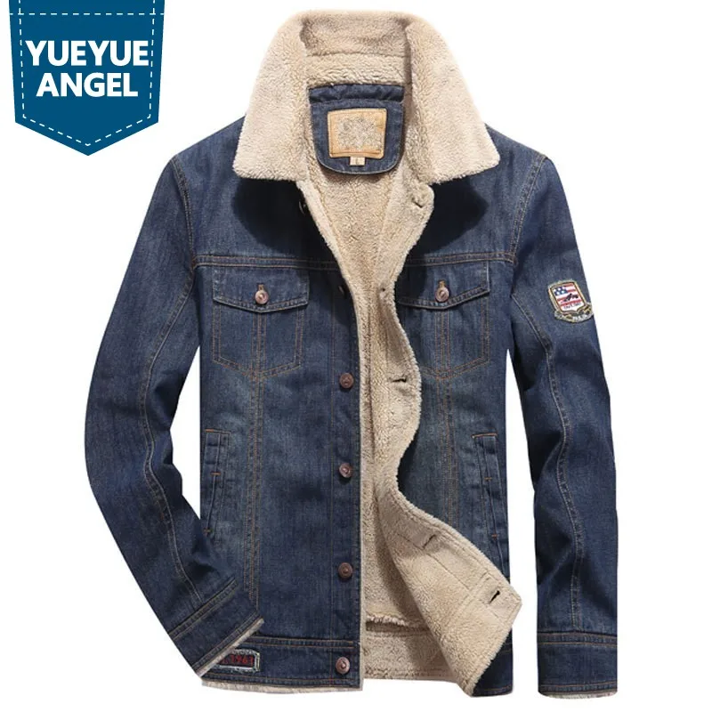 

Men Winter Thick Warm Cotton Jacket Brand Casual Loose Single Breasted Denim Tops Coats Plus Size 5XL Vintage Tactical Jacket