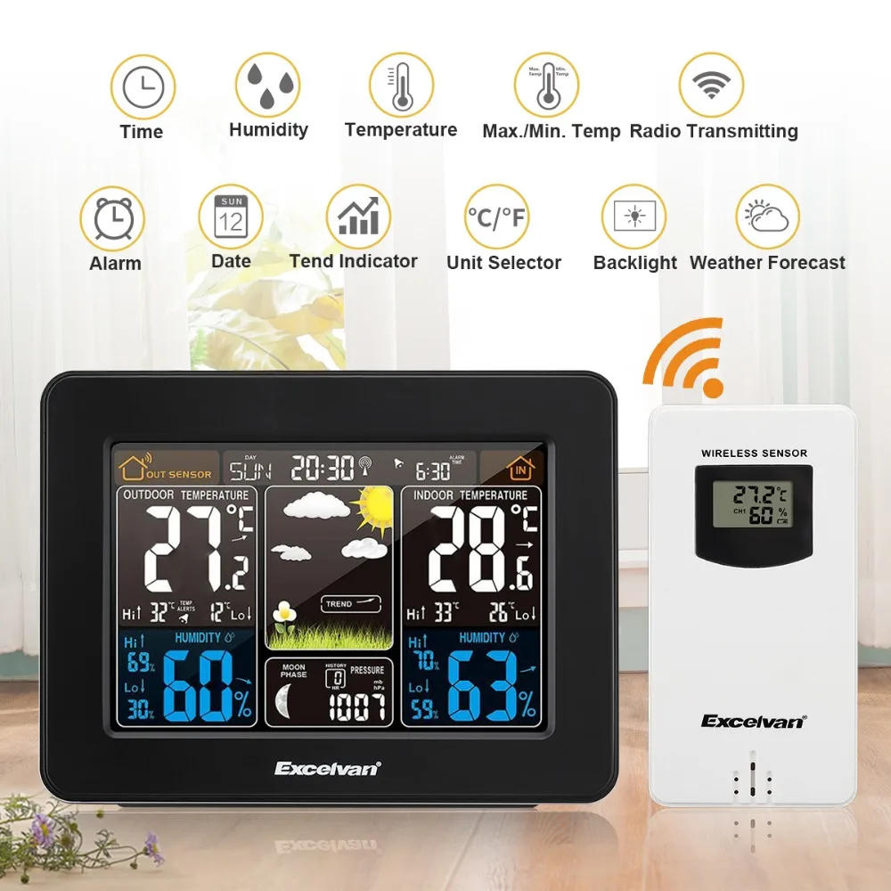 Электронный измеритель температуры и влажности Метеостанция Крытый Открытый