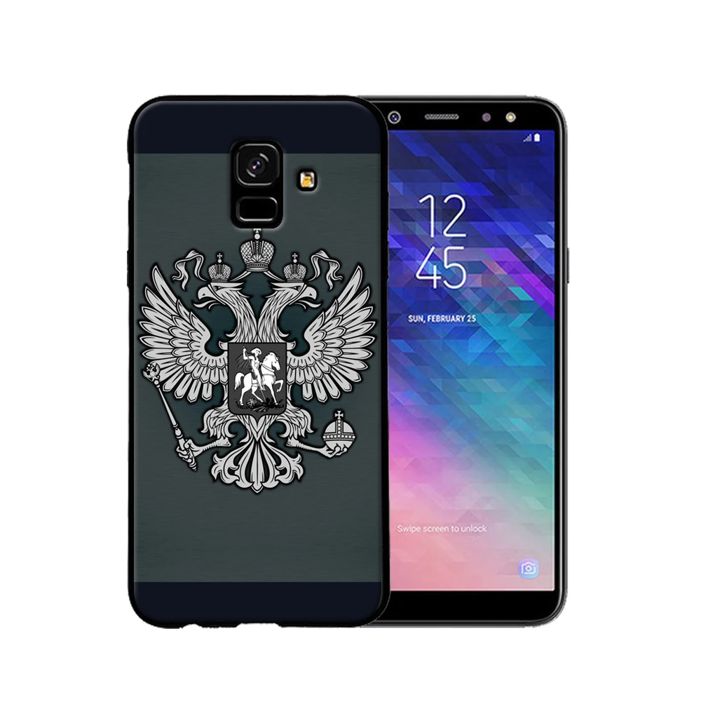 Чехол для Samsung Galaxy A6 Россия США Америка черный мягкий силиконовый чехол A6Plus Чехлы