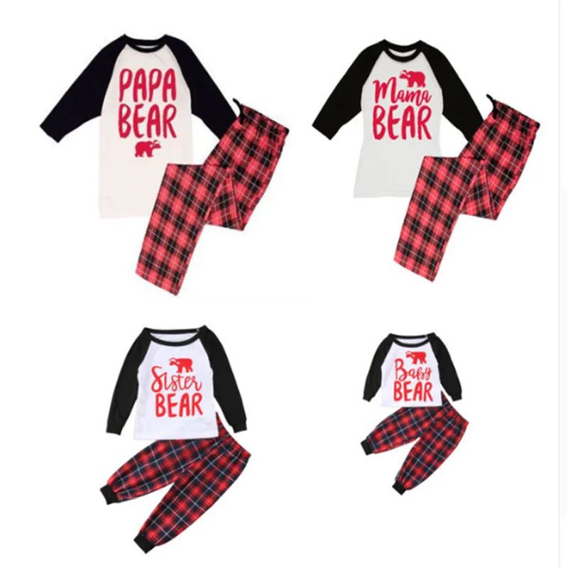 Новинка 2019 года Комплект рождественских пижам для всей семьи клетчатая Пижама