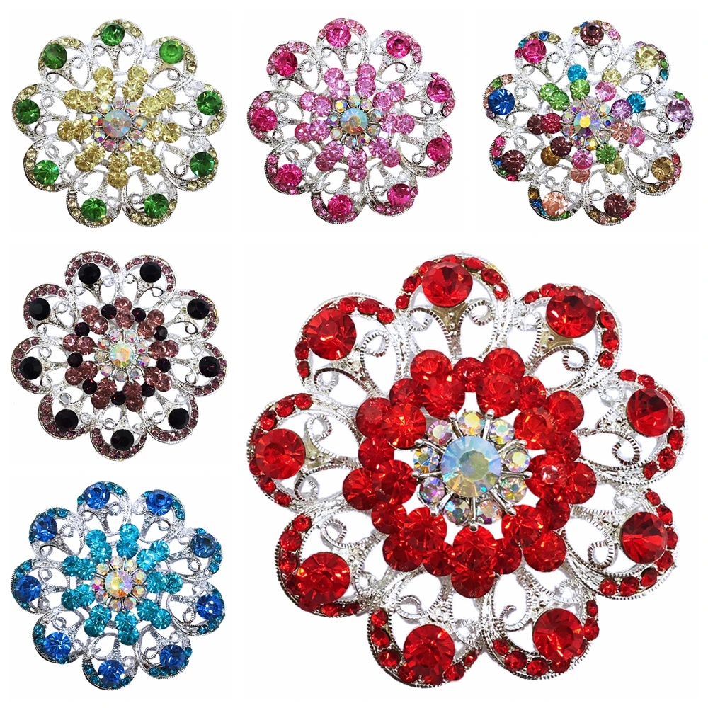 

Mixed Colors 65mm Flower Rhinestone Brooches Women's Alloy Branch Brooch Pins Suits Dress Banquet Brooch High Quality Gift BRO52