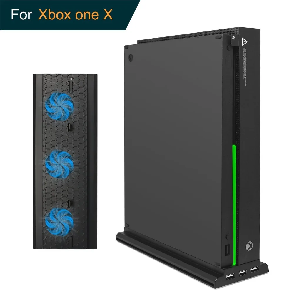 Вертикальная подставка с охлаждающим вентилятором для Xbox One X 3 Порты usb и свет бар