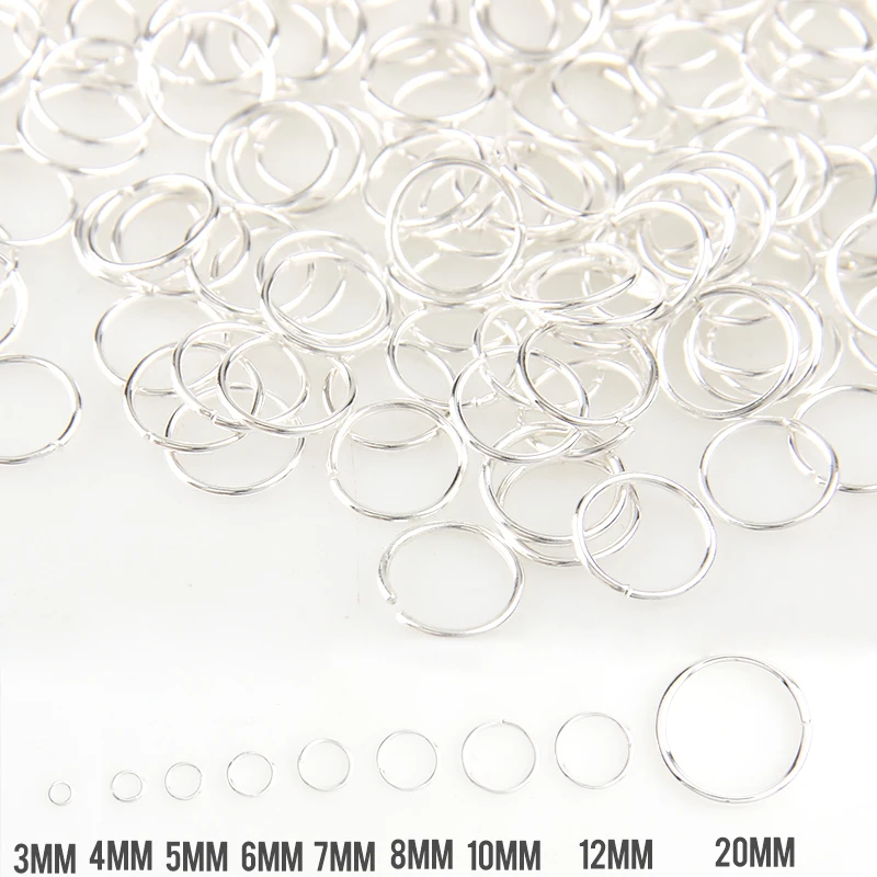 

Silver Mixed Color 3/4/5/6/7/8/10/12/20mm Tone Metal Open Jump Rings Necklace Close Tool Ring DIY Jewelry Making