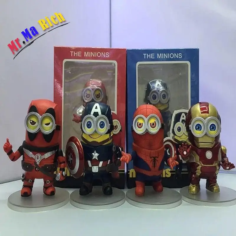 4 Pz Фигурки Мстителей Q Versione Миньон Дэдпул гиокаттоли модельло бамболе ди вендита