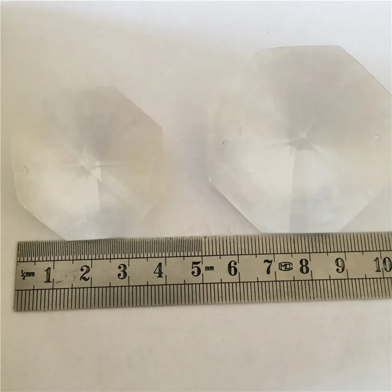 

Free Shipping 72pc 50mm clear/transparent/white crystal glass octagon beads in 2 holes crystal chandelier parts for big lamp