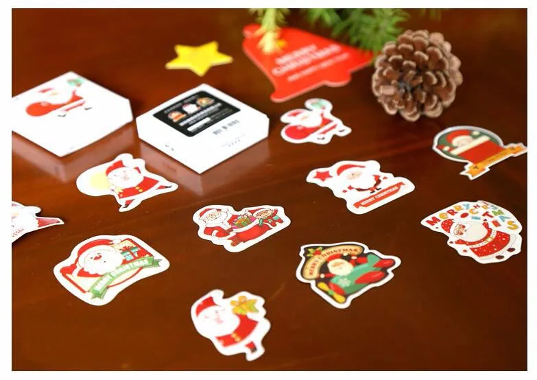Наклейки-этикетки в виде санта-клауса на рождество 48 цветов декоративные
