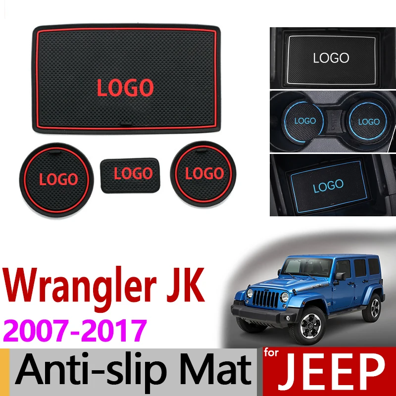4 шт. противоскользящие резиновые коврики для Jeep Wrangler JK 2007 2008 2009 2010 2011 2012 2013 2014 2016