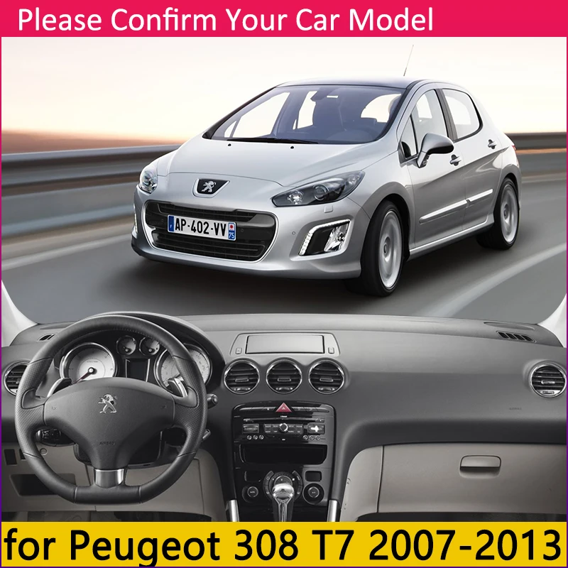 Для peugeot 308 t7 2007~ 2013 308cc 308sw Противоскользящий коврик на приборную панель автомобиля солнцезащитный козырек приборной защиты аксессуары с покрытием 2008 2010 2011