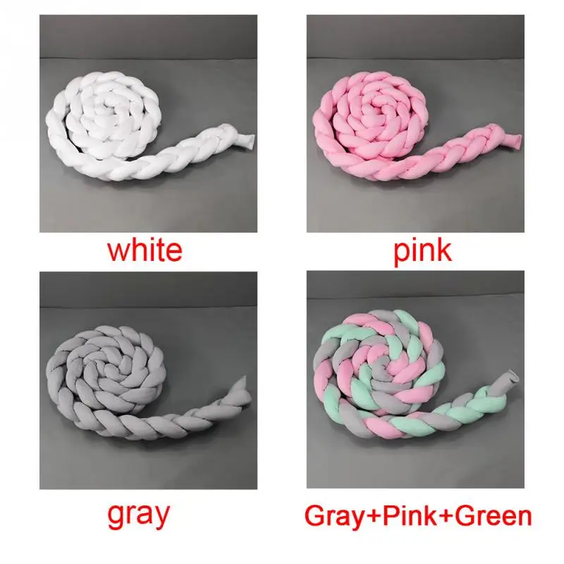 

1M/2M/3M Baby Bed Bumper Handmade Long Knotted Braid Weaving Plush Baby Crib Protector Infant Pillow Room Decor #20