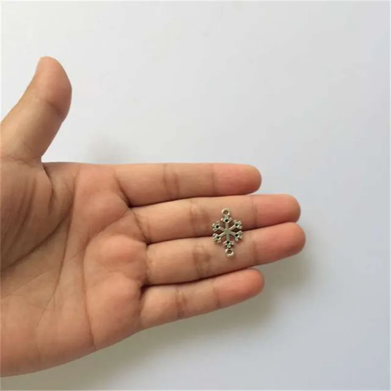 Рождественский украшение подарок снежинка оберег подвеска винтажный металлический хлопья 19x12мм 30шт T369 Новинка Бесплатная доставка.