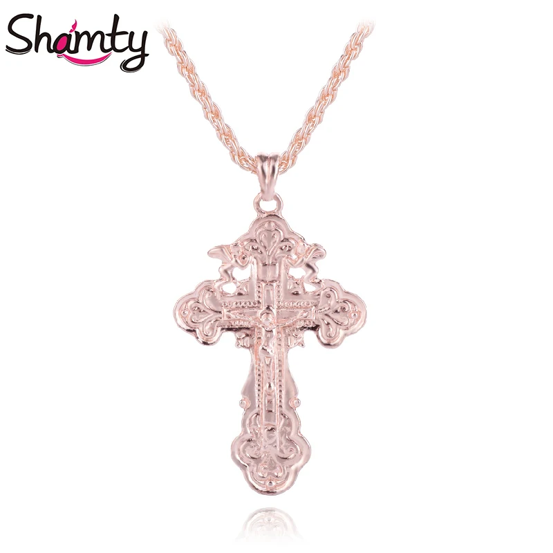 Цепочка с подвеской в виде креста цвета розового золота S30022|cross pendant necklace|necklace free