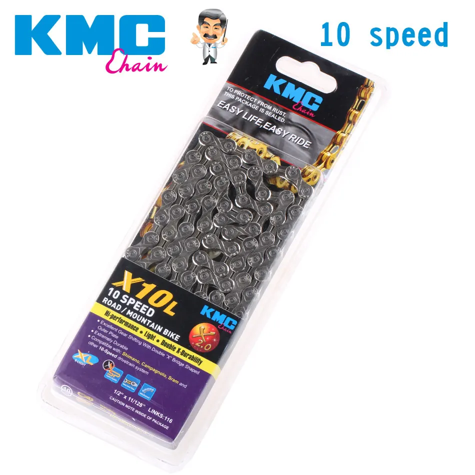 Велосипедная цепь KMC 116L 10 скоростей X10L с оригинальной коробкой и волшебной