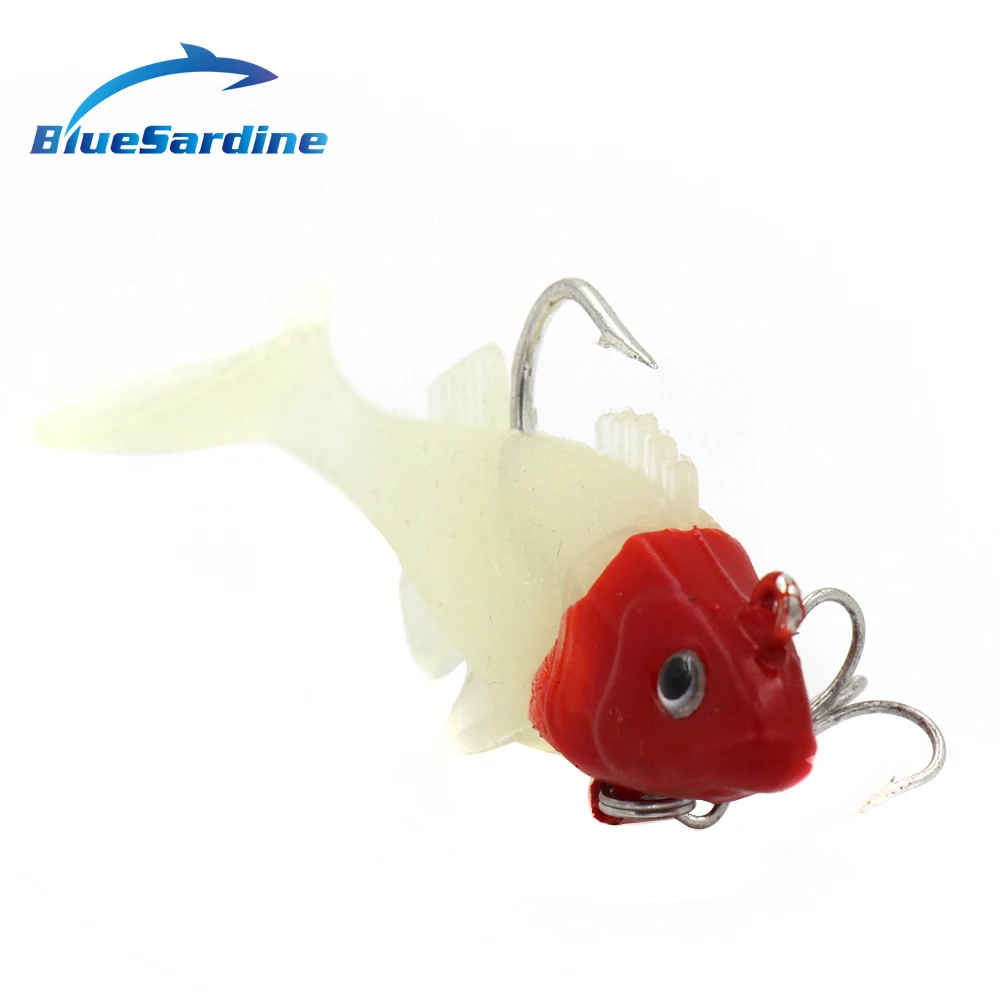 BlueSardine мягкие рыболовные приманки 5 шт. пластиковые рыбные красного белого цвета 6