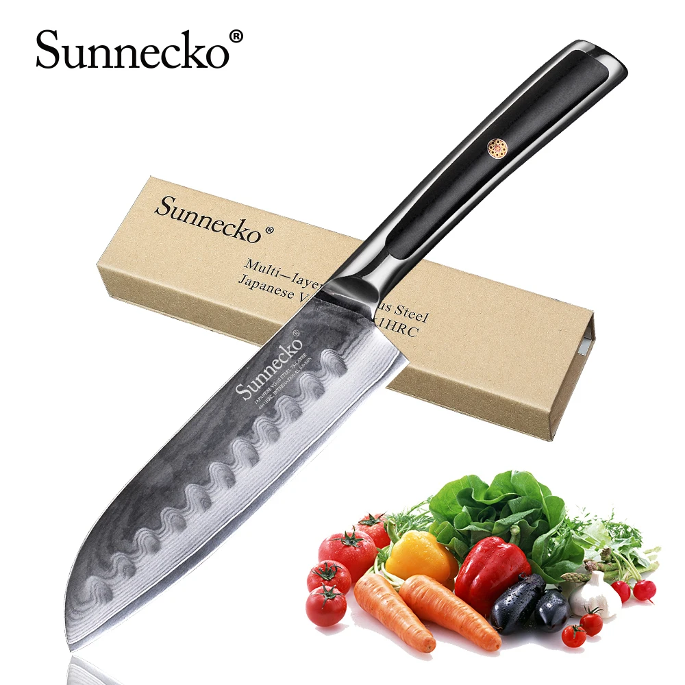 Нож сантоку SUNNECKO VG10 японский кухонный инструмент для приготовления мяса лезвие