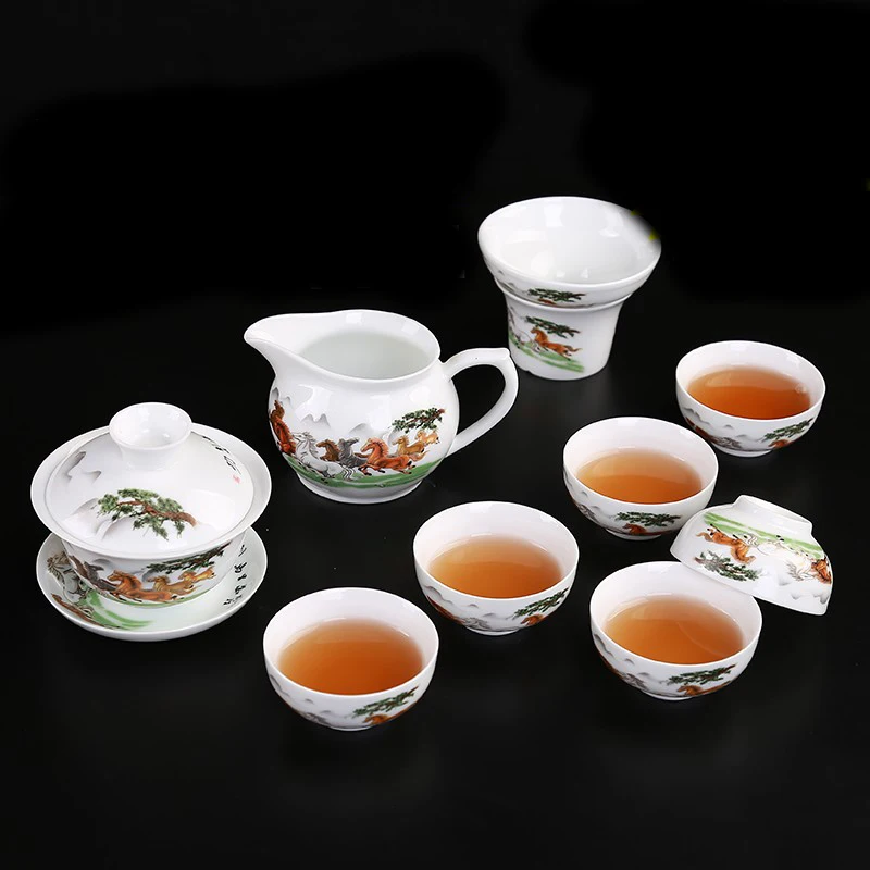 Кун фу &quot костяной фарфор Чай комплект Керамика чайник gaiwan чайная чашка для Пуэр