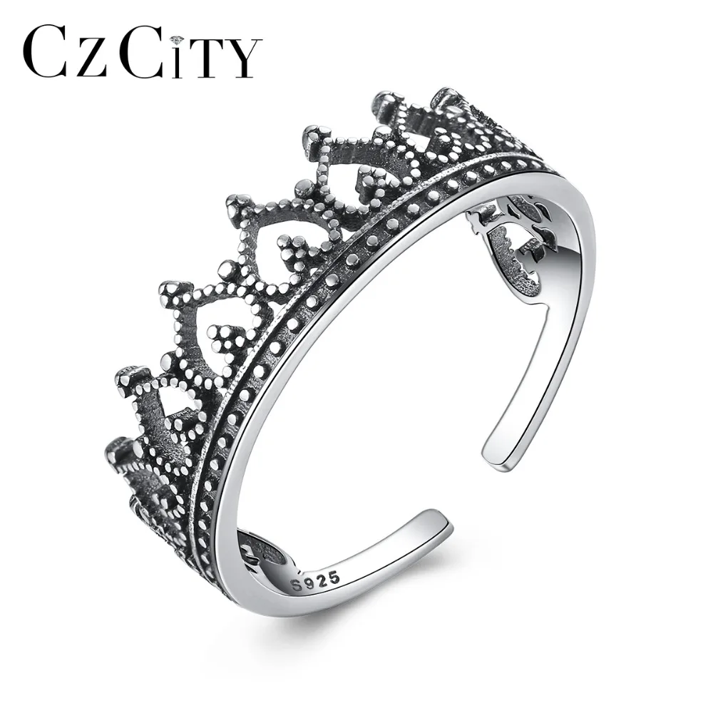 CZCITY Мода 925 пробы серебро разомкнутые кольца женские романтическое