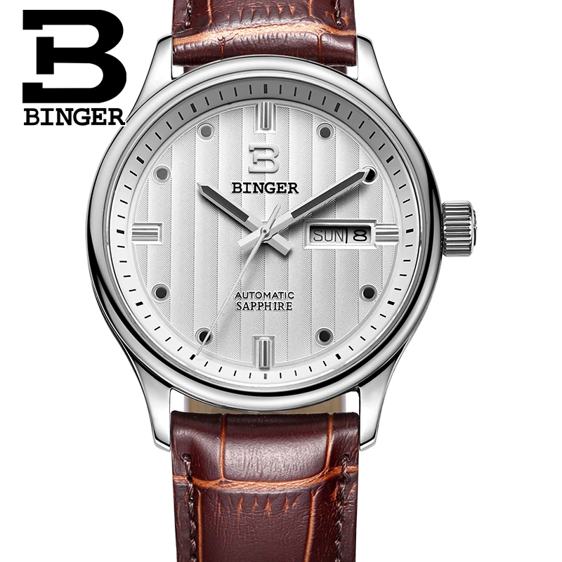 

Switzerland watches men luxury brand Wristwatches BINGER business Automatic self-wind leather strap Water Resistance B5006-4