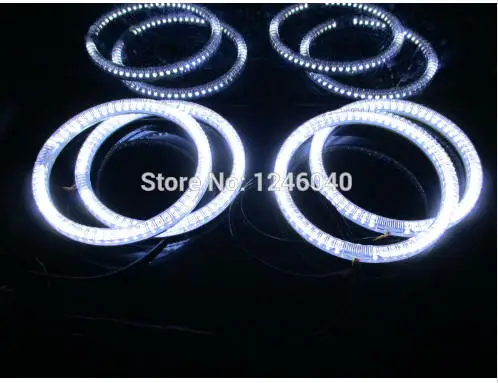 Двойной цвет белый и янтарный DRL указатель поворота LED Ангельские Глазки полный