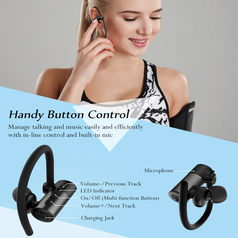 Mpow D4 IPX6 водонепроницаемые беспроводные наушники Bluetooth 4,1 Спортивная гарнитура 8H время воспроизведения HD звук для телефонов бег ходьба Jog
